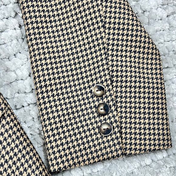 VTG Y2K Liz Claiborne Tan Black Houndstooth Wool Blazer Sz 12 Academia Business - Picture 6 of 13